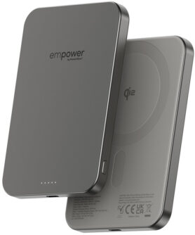 PanzerGlass Empower bezdrátová Qi2 powerbanka 5000 mAh, MagSafe, šedá, hlikové tělo