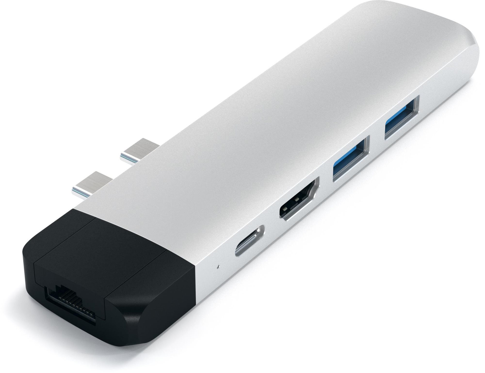 Satechi Aluminium Type-C PRO Hub (HDMI 4K,PassThroughCharging,1x USB3.0,1xSD,Ethernet) - Silver