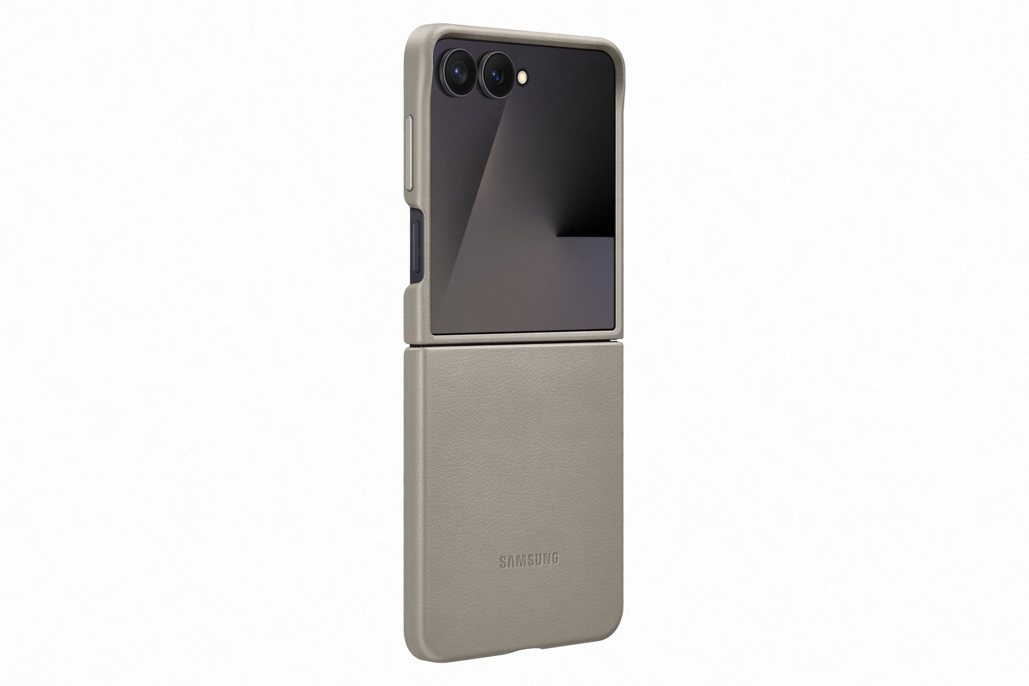 Samsung Galaxy Z Flip7 Ochranný kryt z veganské kůže Taupe