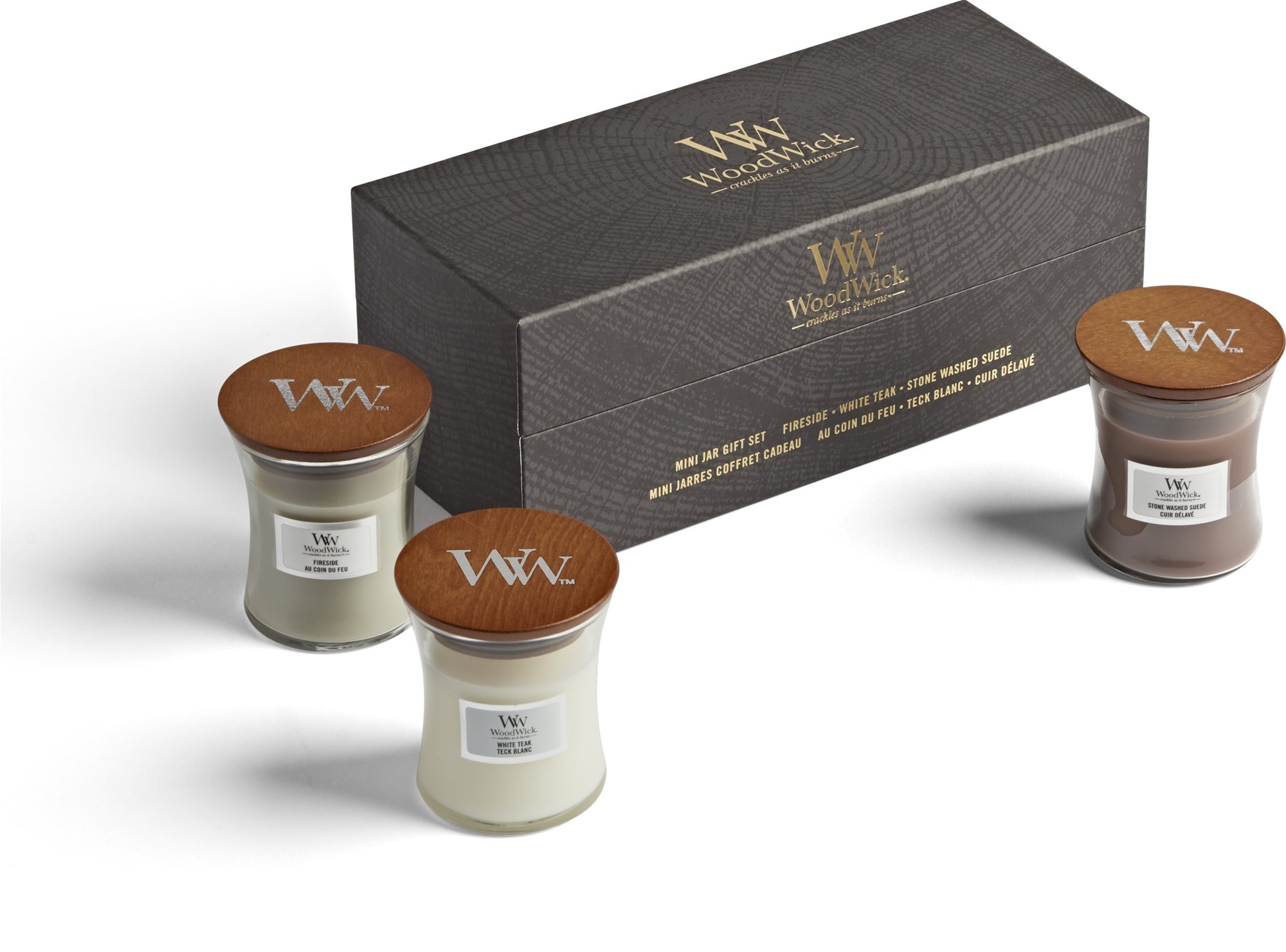 WOODWICK dárkový set 3× malá svíčka