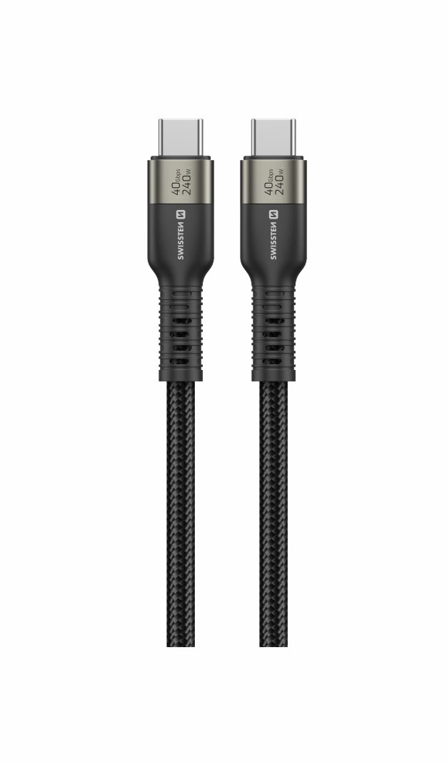 Swissten datový video kabel USB 4.0, USB-C, 240W, 1,5m černý