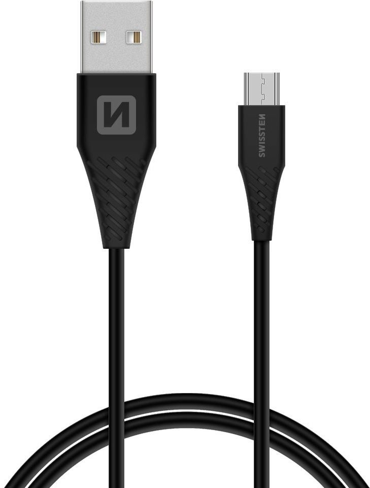 Swissten datový kabel micro USB 1.5m prodloužený konektor černý