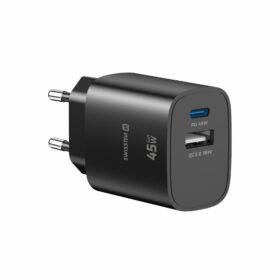 Swissten Edge GaN 1x USB-C PD 45W + 1x USB-A 18W QC Černý