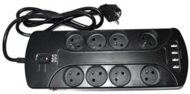 IN Přepěťová ochrana s 8 zásuvkami a 4 USB, kabel 1.5m
