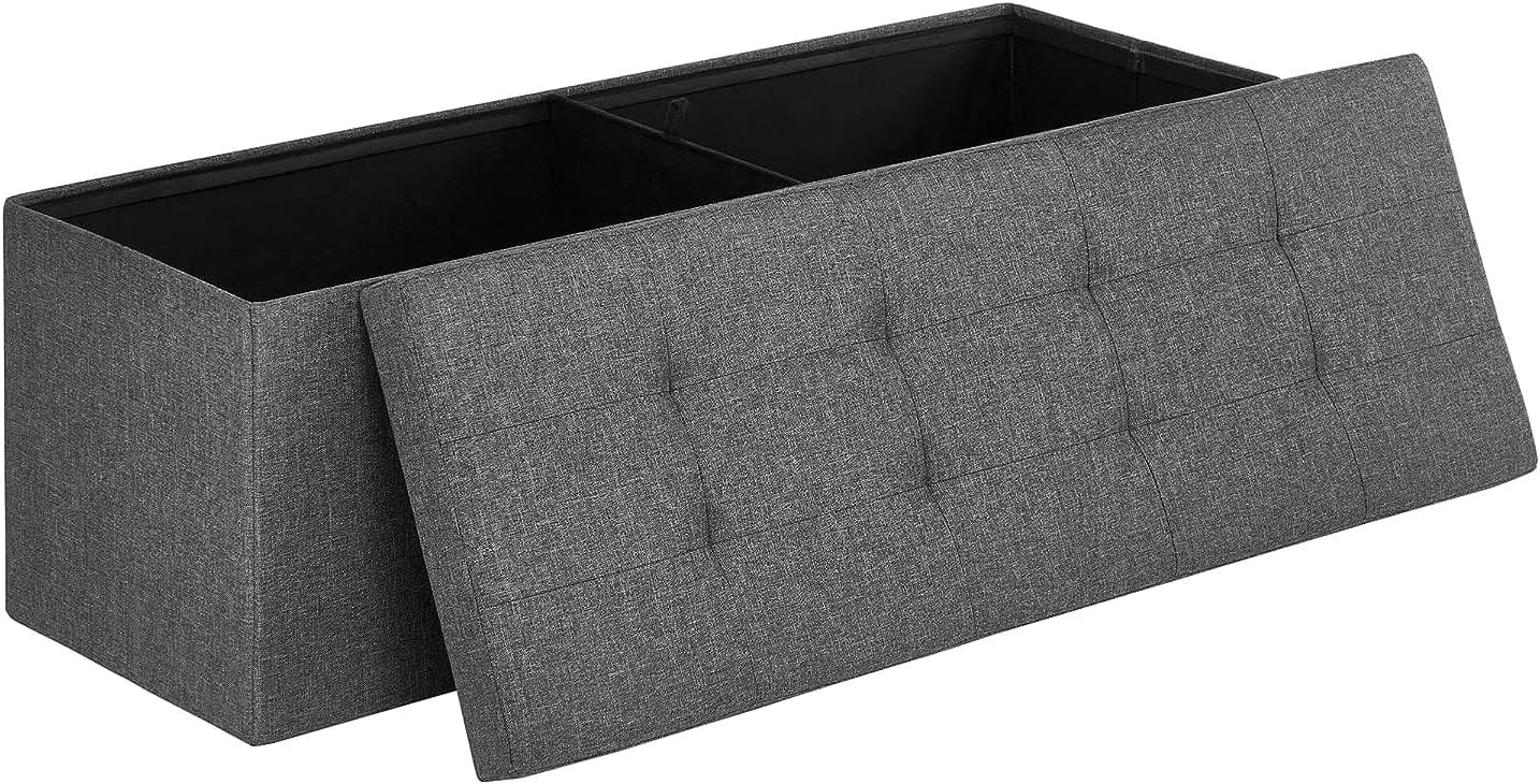 TEXTILOMANIE Taburet s úložným prostorem OTTOMAN 110 × 38 cm, tmavě šedý