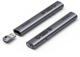 Vention Wireless PowerPoint Presentation Clicker with Red Laser Pointer – Gray