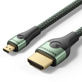 Vention Cotton Braided Ultra Thin HDMI-D Male to HDMI-A Male Cable 8K 2M Green Aluminum Alloy Type