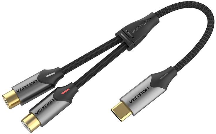 Vention USB-C Male to 2-Female RCA Cable 1m Gray Aluminum Alloy Type