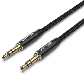 Vention Cotton Braided 3.5mm Male to Male Audio Cable 3m Black Aluminum Alloy Type