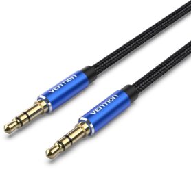 Vention Cotton Braided 3.5mm Male to Male Audio Cable 5m Black Aluminum Alloy Type