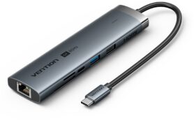 Vention 8-in-1 USB-C to HDMI / USB-C / USB 3.0 / USB 2.0 / RJ45 / SD/TF / PD Docking Station 0.15M G