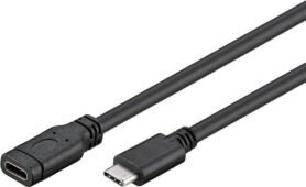PremiumCord Prodlužovací kabel USB 3.1 konektor C/male - C/female, černý, 2m