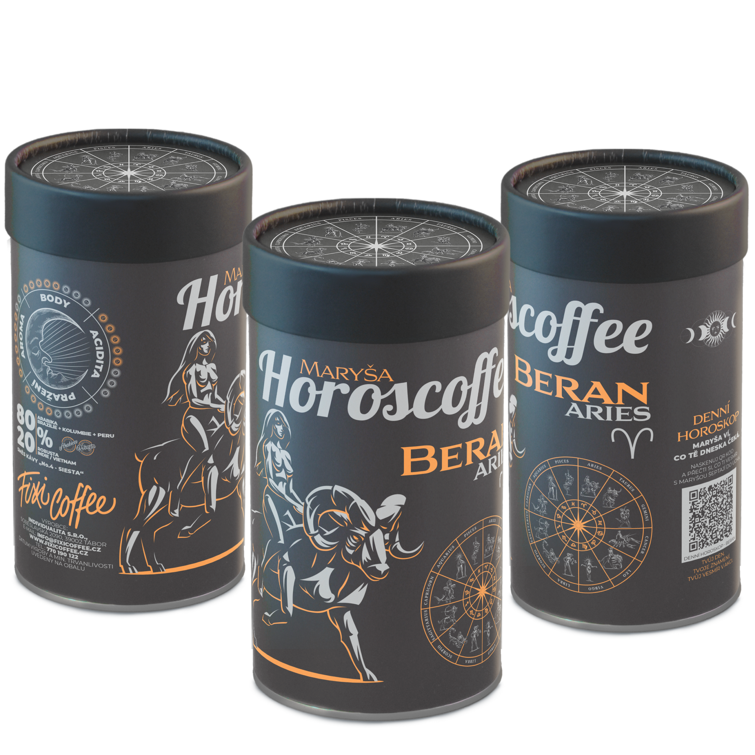 Fixi Horoscoffee – Beran – káva dle znamení horoskopu zrnková / papírová tuba / 250 g