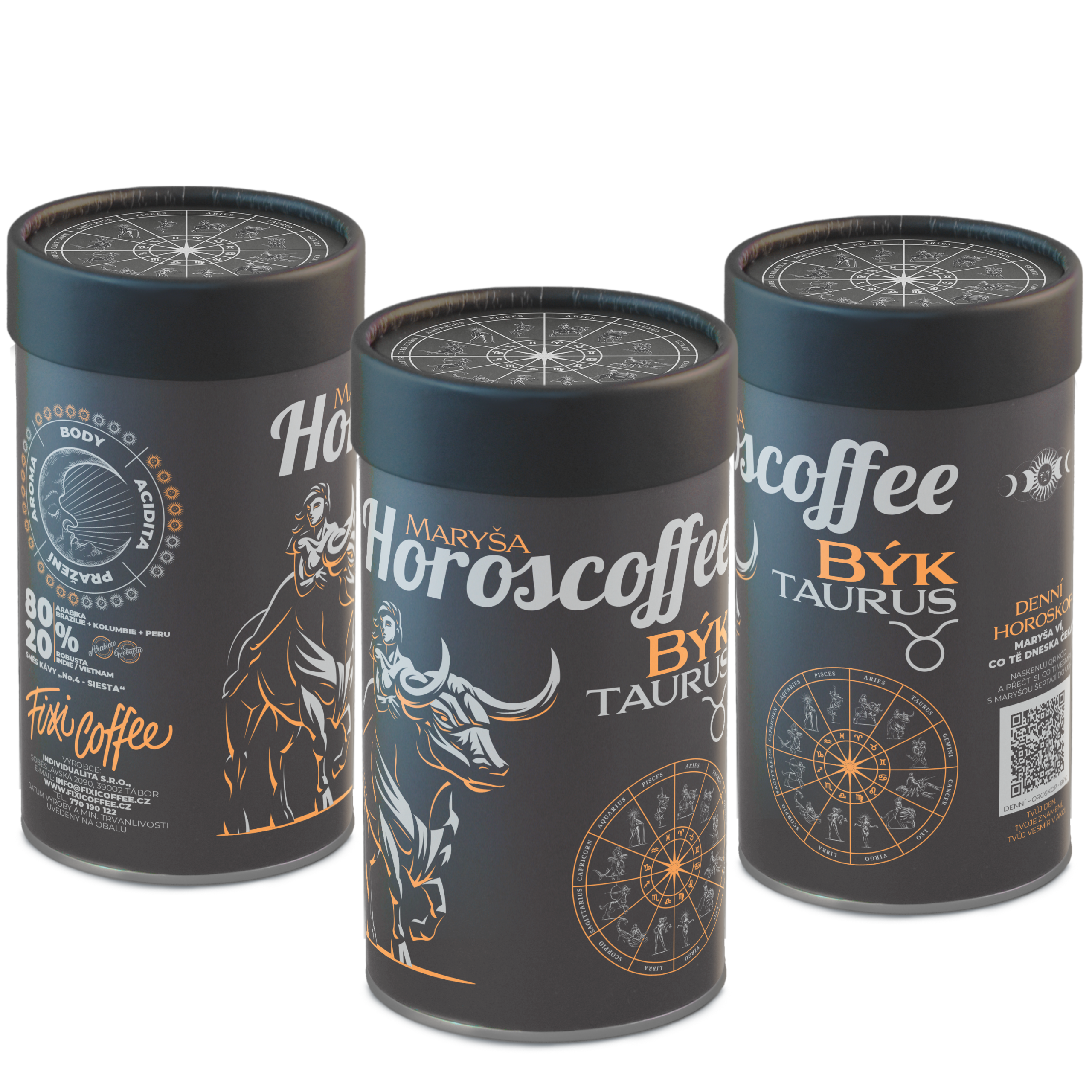 Fixi Horoscoffee – Býk – káva dle znamení horoskopu zrnková / papírová tuba / 250 g
