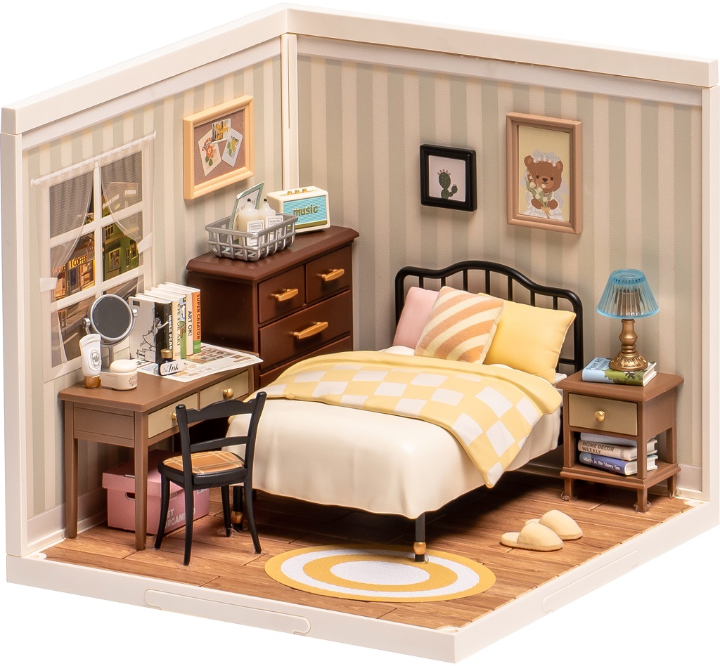 RoboTime 3D dřevěná skládačka Miniatura domečku Ložnice Sweet Dream