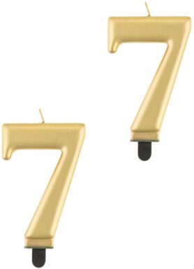 Godan Narozeninová svíčka na dort - 7 - metalická zlatá - 8 cm - 2 ks