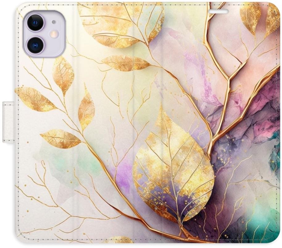 iSaprio flip pouzdro Gold Leaves 02 pro iPhone 11