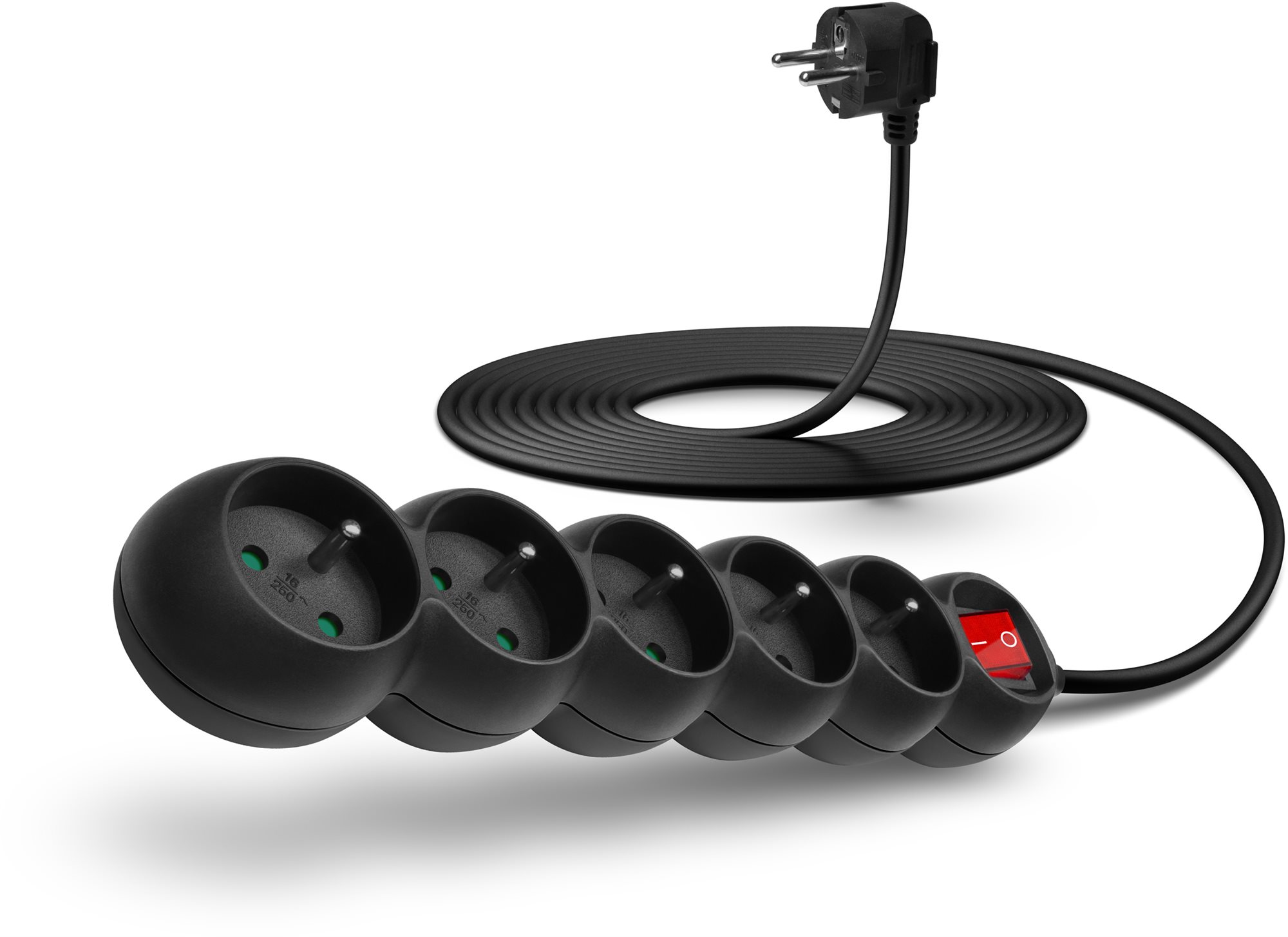 CONNECT IT prodlužovací 230V, 5 zásuvek + vypínač, 5m, černý