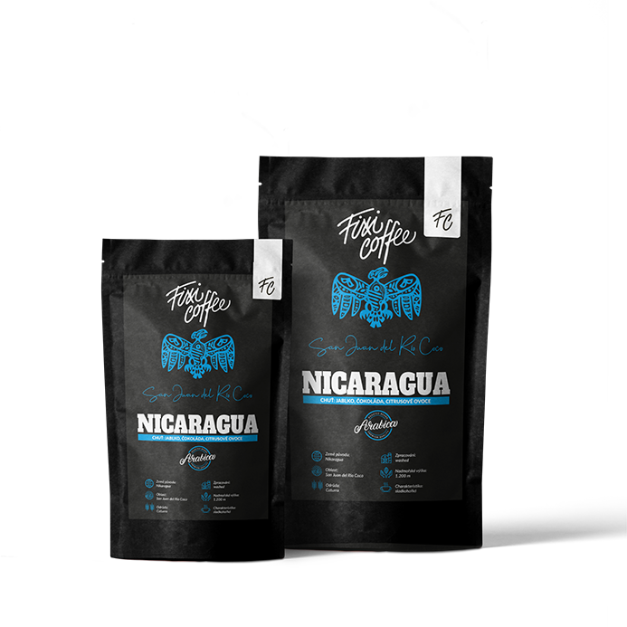 Fixi Coffee Nikaragua San Juan – výběrová káva, 100% arabica zrnková / sáček Doypack / 250 g