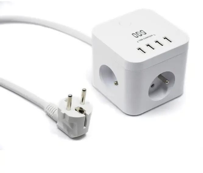 IN Přepěťová ochrana CUBE, 3 zásuvky, 4x USB