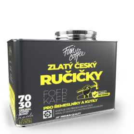 Fixi Coffee Fofr kafe – Zlatý český ručičky, směs výběrové kávy zrnková / stylový plechový kanystr / 250 g